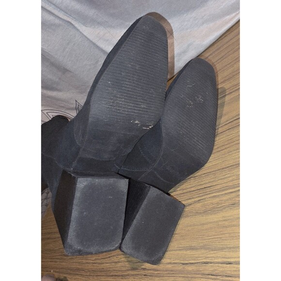 BLONDO TESSA Sz 8 Black Suede Waterproof Side Zipper Block Heel Chic Tall Boots - Picture 9 of 11